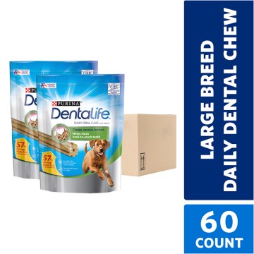 Purina DentaLife Large Dog Daily Dental Chews Treats (2 30-count pouches)