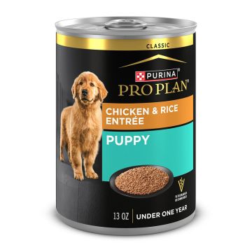 13oz can of Purina Pro Plan puppy classic chicken and rice wet dog food